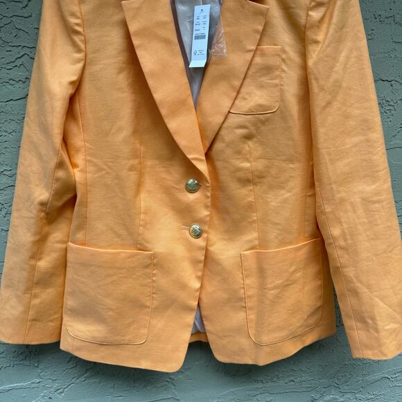 J.Crew Helena Blazer Stretch Linen Blend Orange Size 4 NWT Classic Work Summer - Picture 5 of 10